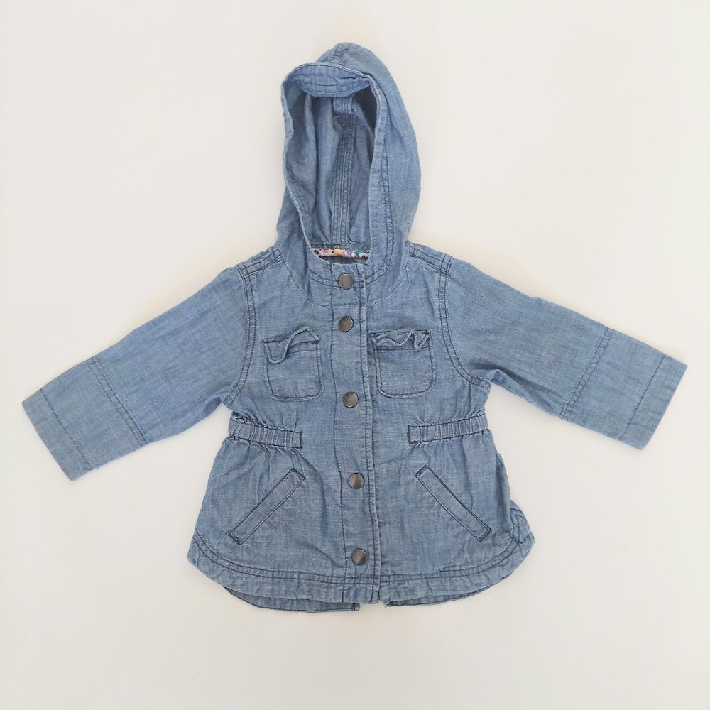Old Navy Hooded Denim Jacket Girls Size 12M 18M